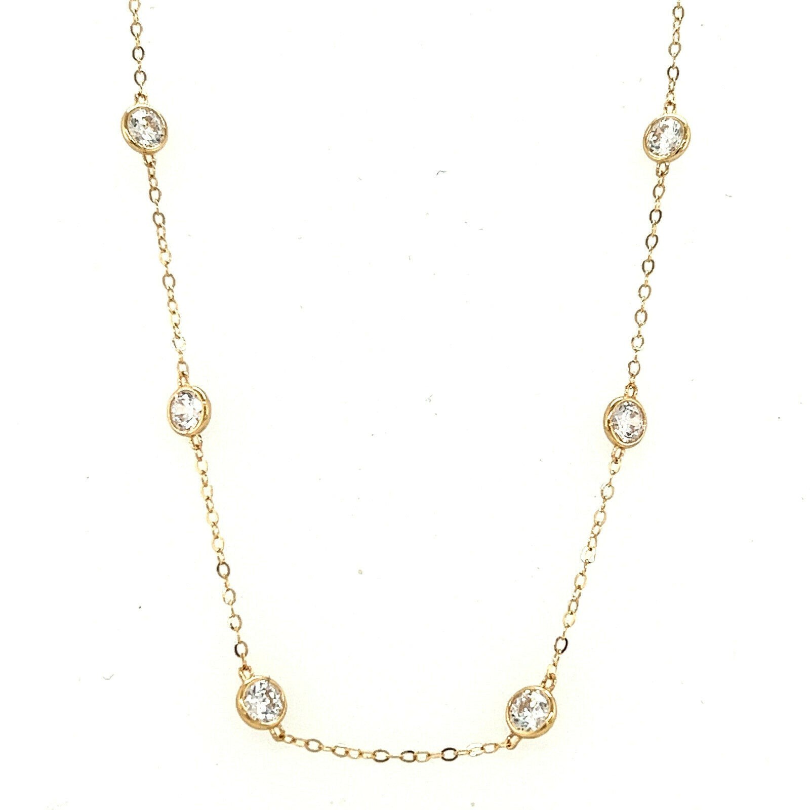 14k Gold Cubic Zirconia CZ by the yard 16” up to 42″ Necklace