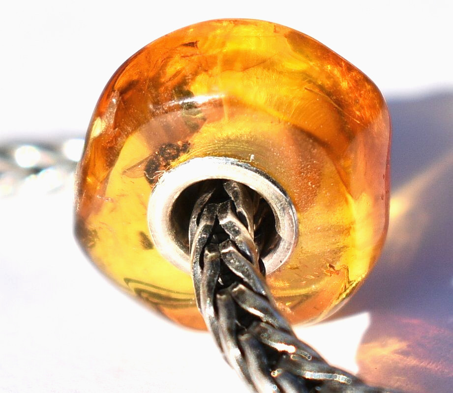 Natural Baltic Amber with Bug / Insect – 16mm charm bead, full silver core