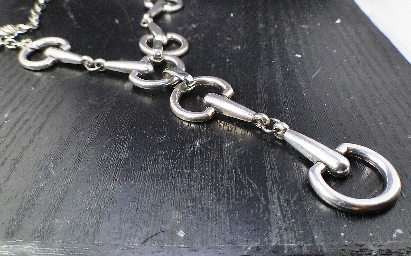 Horse Bit Lariat Necklace Silver Tone Equestrian Western Cowgirl Statement Piece