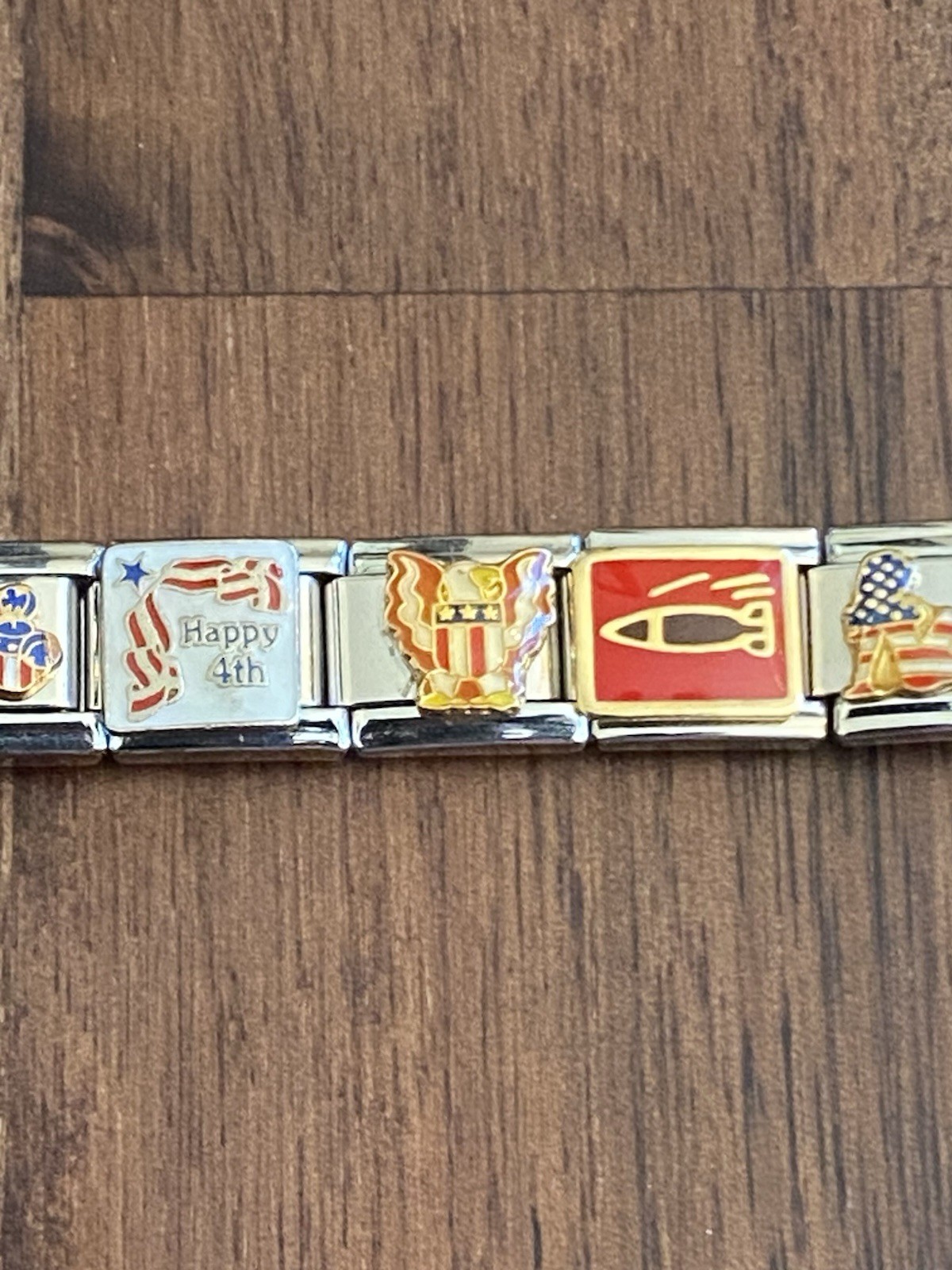 18 Charm Patriotic USA 250 Anniversary Fourth Of July Bracelet Italian Charm New