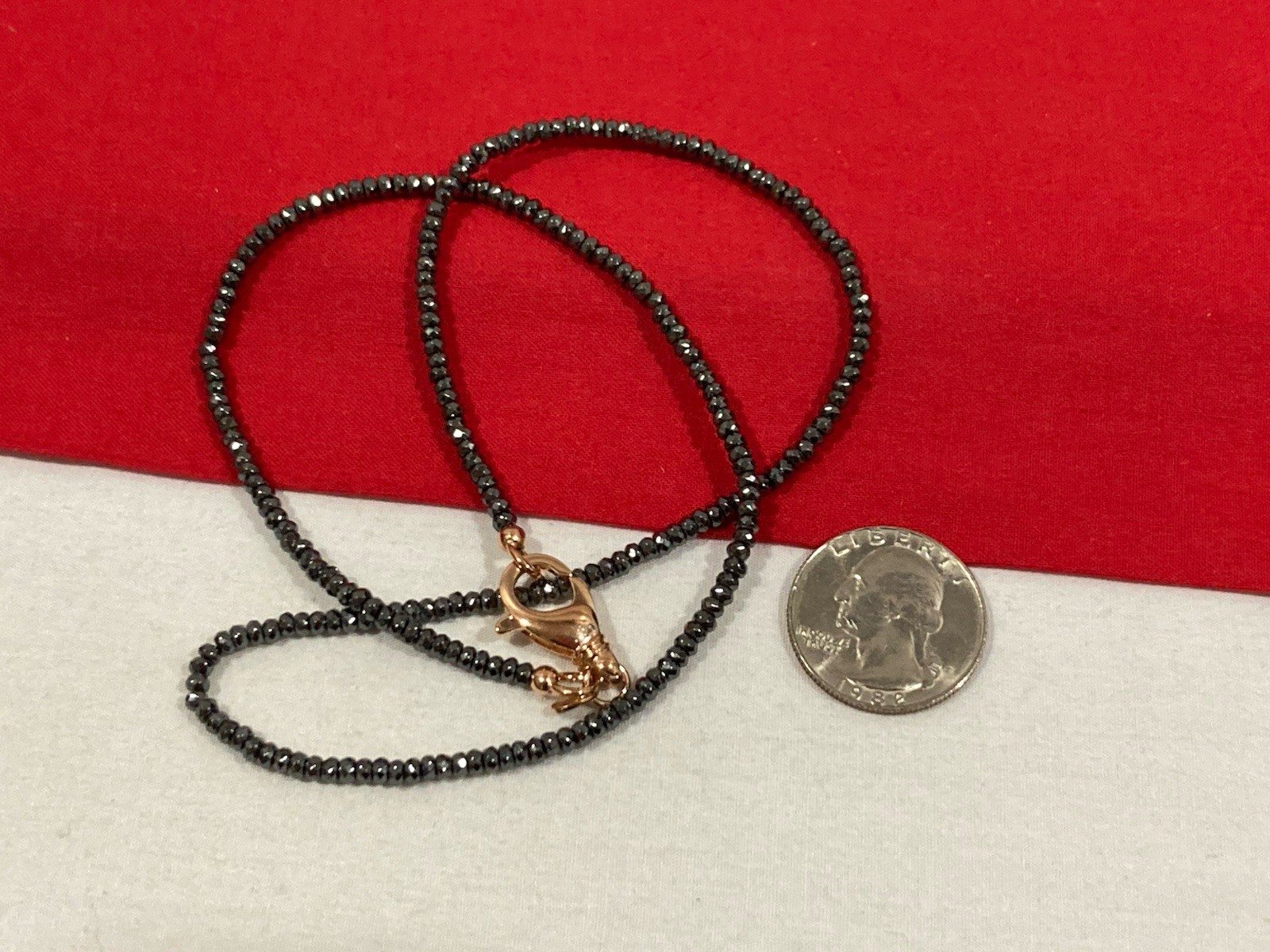 Vintage MILOR ITALY BRONZE Hematite Stone Beaded Chain Necklace 20.5″ NEW IN BOX