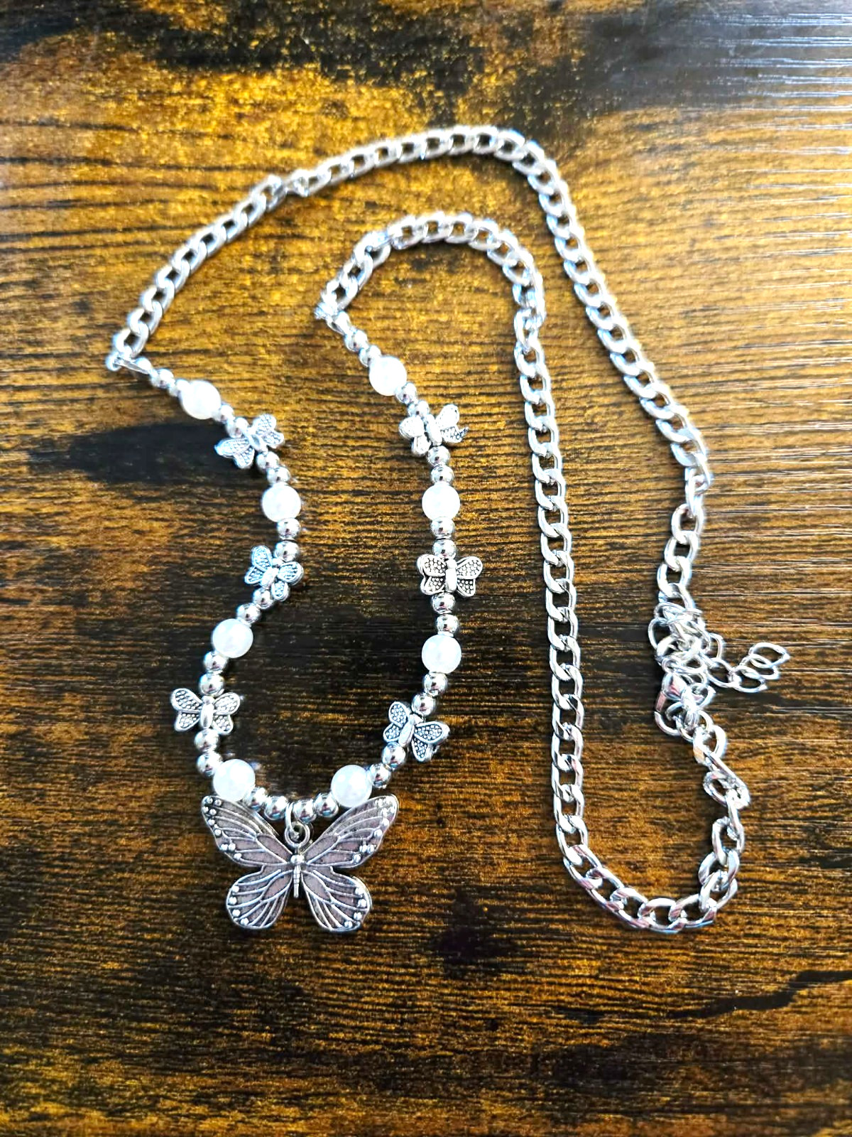 Butterfly Pendant Necklace Faux Pearl Jewelry Next Day Shipping