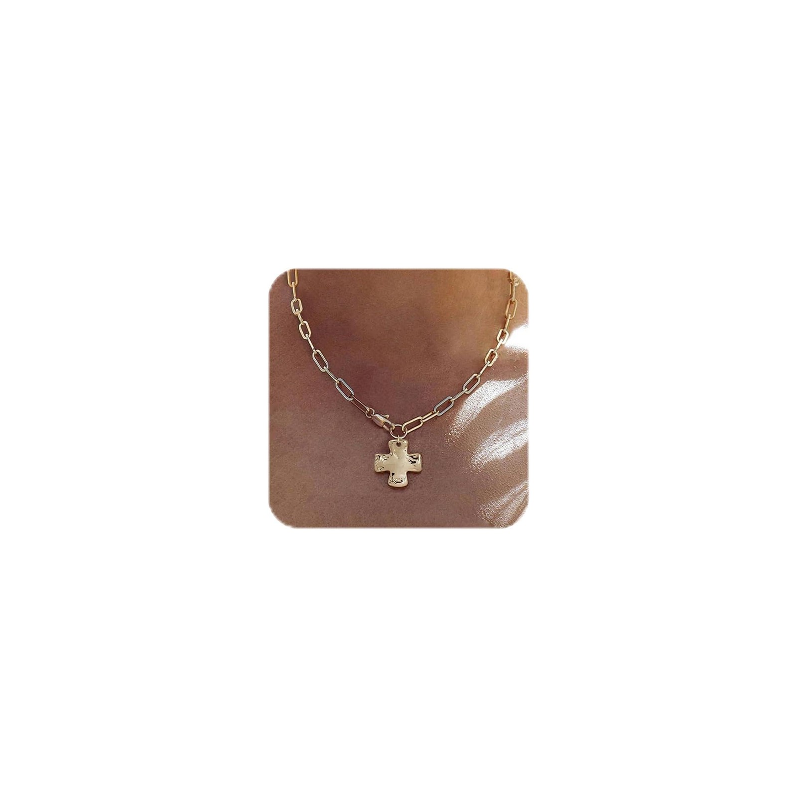 Nogesida Chunky Gold Cross Necklace for Women Trendy, Statement Simple GOLD