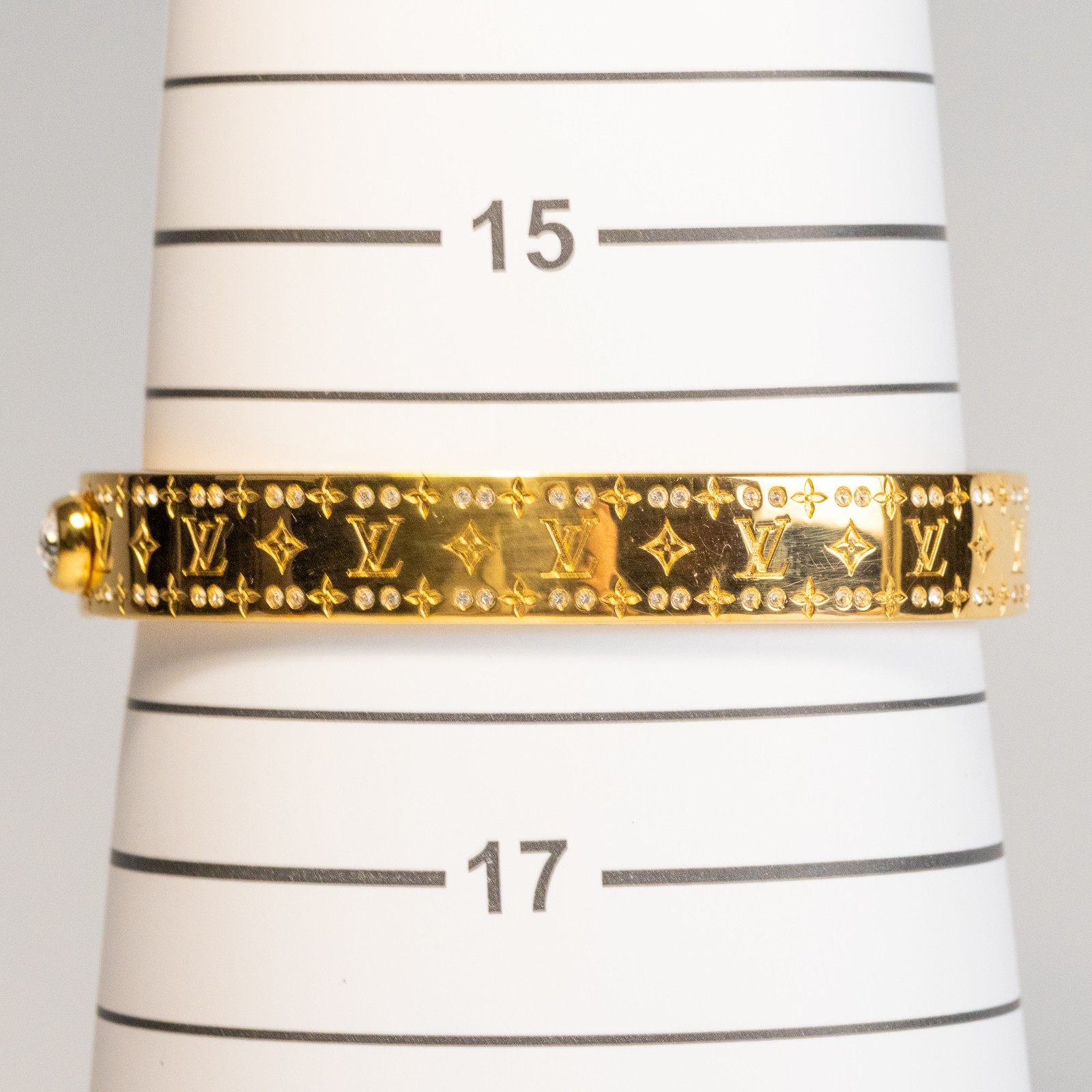 Louis Vuitton Nanogram Strass Bangle Bracelet M64860 Gold Tone Size S LV Auth