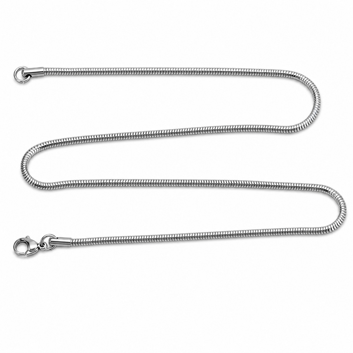 Round Snake Chain Necklace 0.9mm 20 Inch Stainless Steel Mens Womens Silver Gold