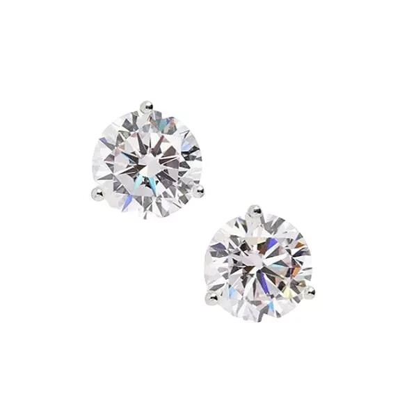 2 Ct Round Cut Simulated Diamond Solitaire Stud Earrings 14K White Gold Plated