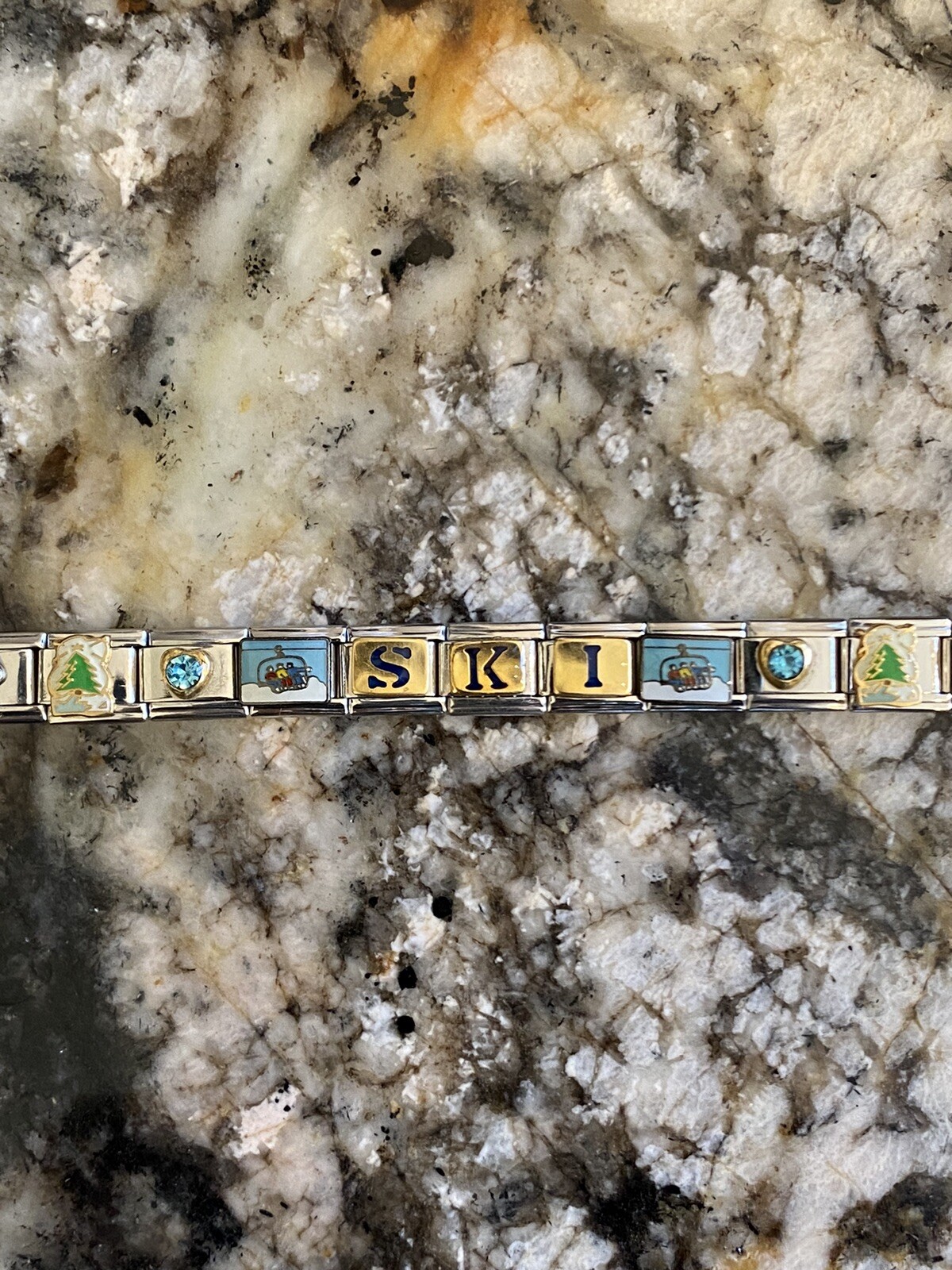 18 Charm Skiing / Mountains / Trees Italian Charm Bracelet New