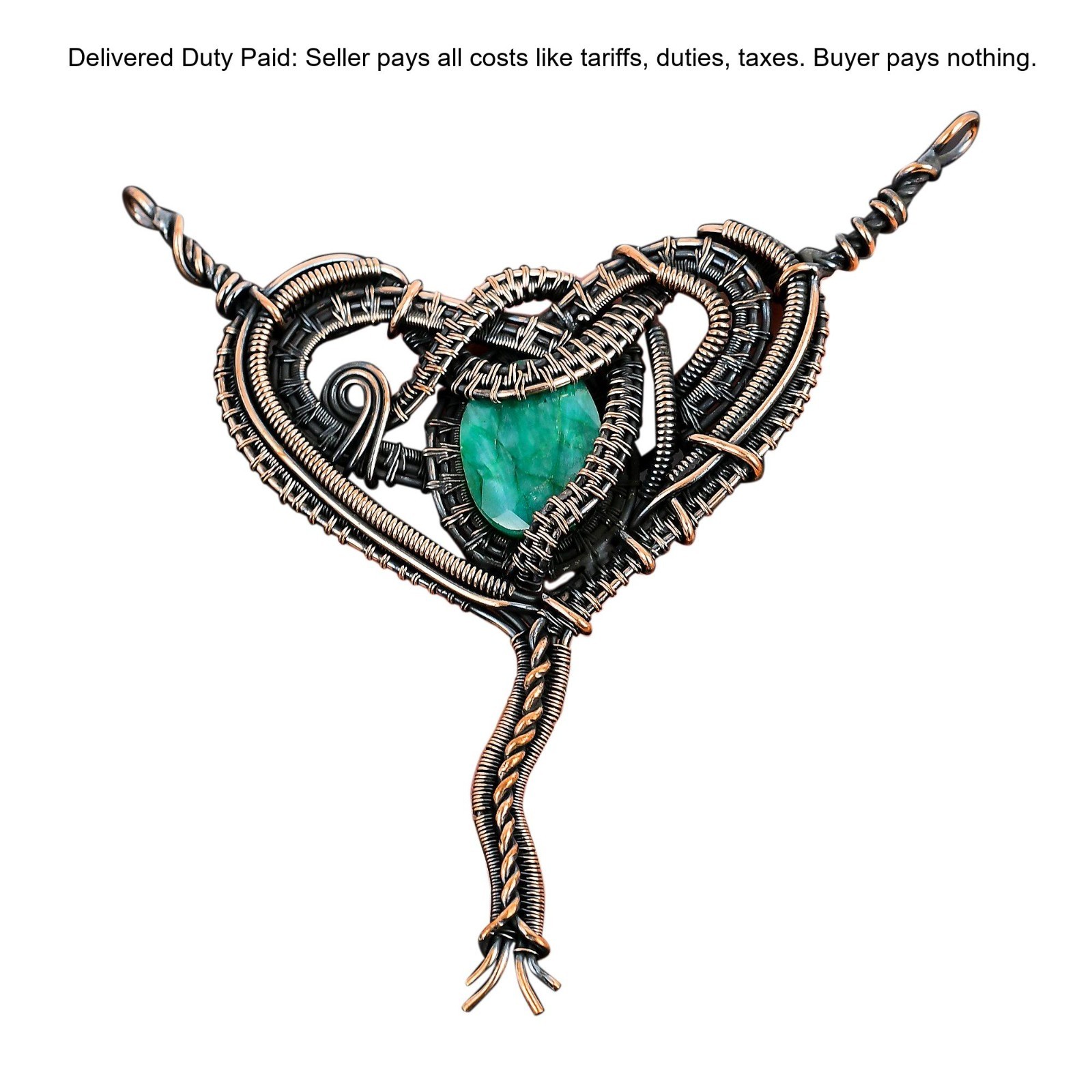 Natural Zambian Wire Wrapped Anniversary Art Deco Wedding Pendant Jewelry Copper