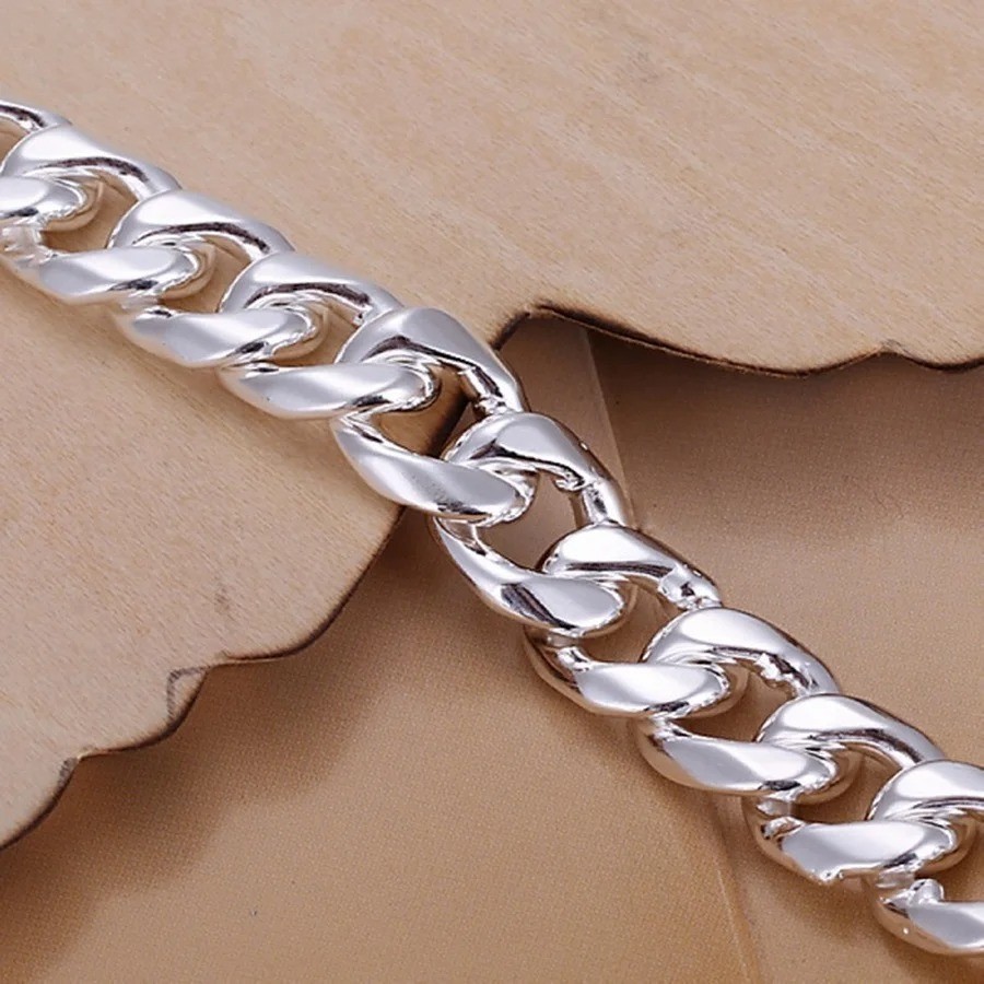 925 Sterling Silver Solid chain Bracelet men women Chain fashion Jewellry