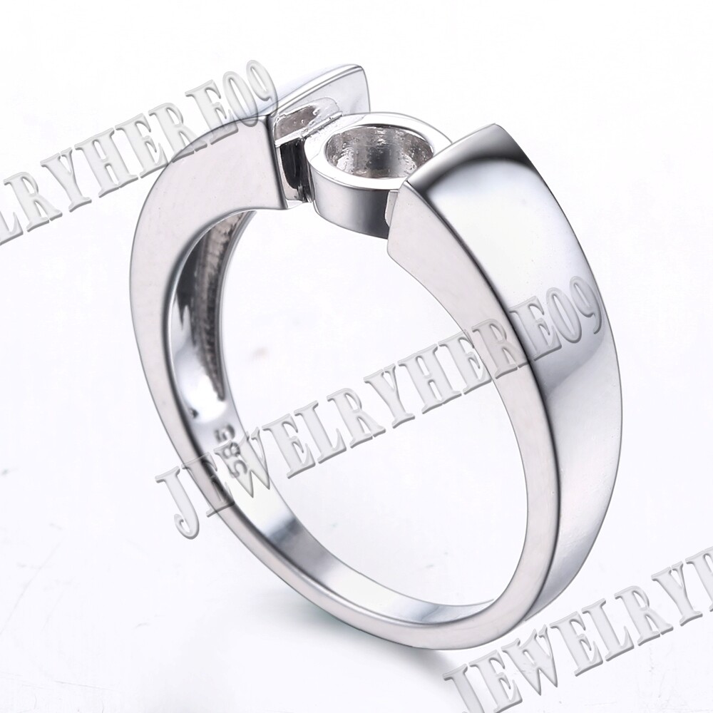 Wedding Fashion 6.5MM Round Tension Setting Solid Semi Mount Ring Silver 925