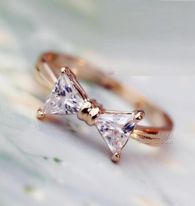 Beautiful *Bow* Gold 1.0 Cts Cubic Zirconia Engagement Wedding Ring SZ 5-8 RS73