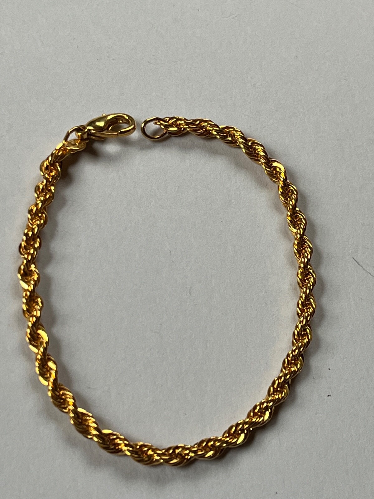 14K Gold Plated Marked Goldtone Twist Chain Bracelet – 7 inches long x 1/8th’s