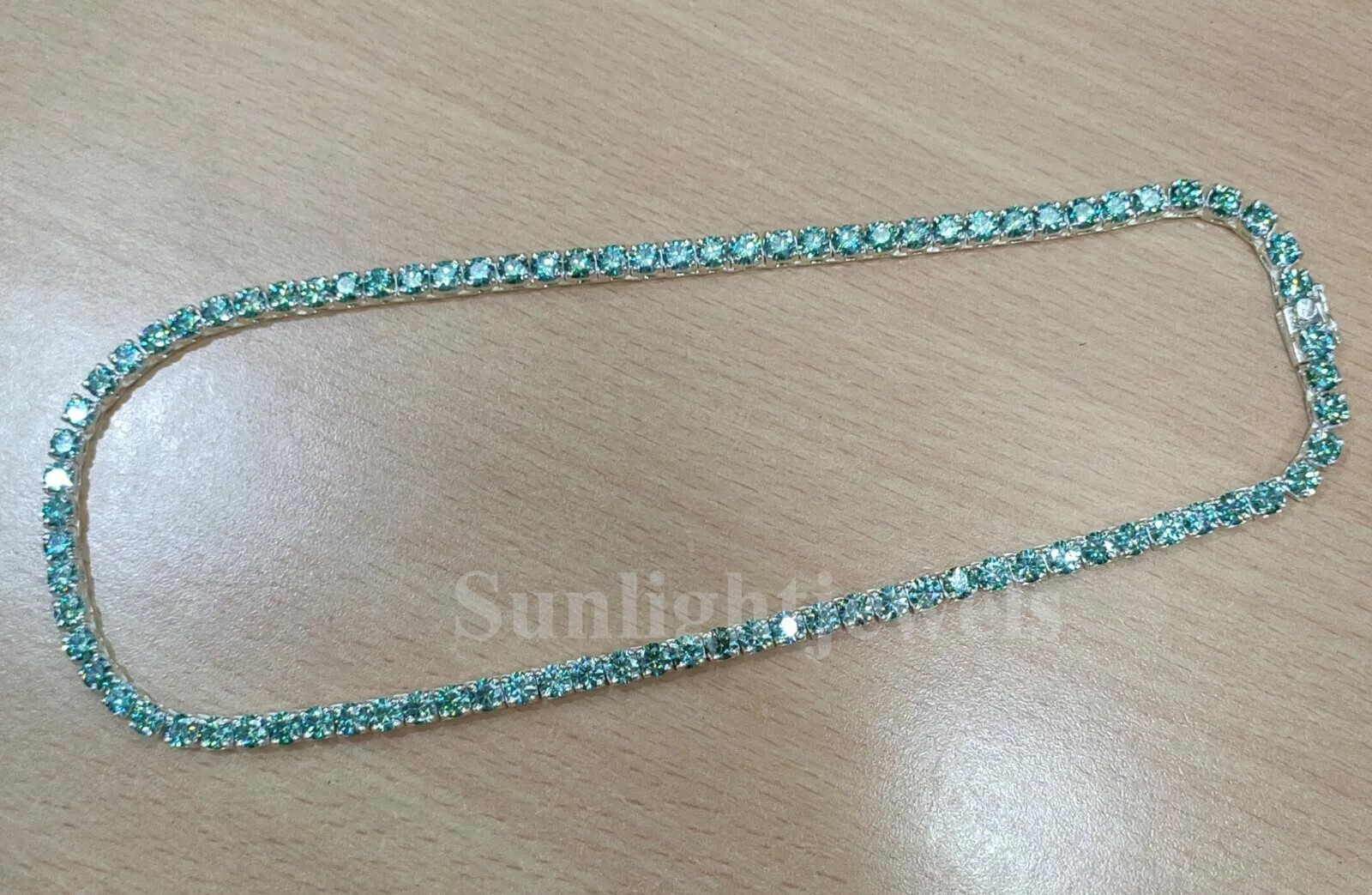Blue Diamond Necklace, 18Inches, 40 Ct 5mm Certified -Great Luster,