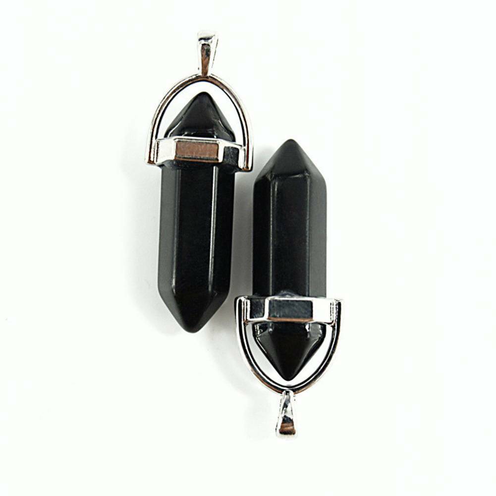 Crystal Stone Healing Pointed Chakra Pendant Hexagonal Quartz Necklace with Rope