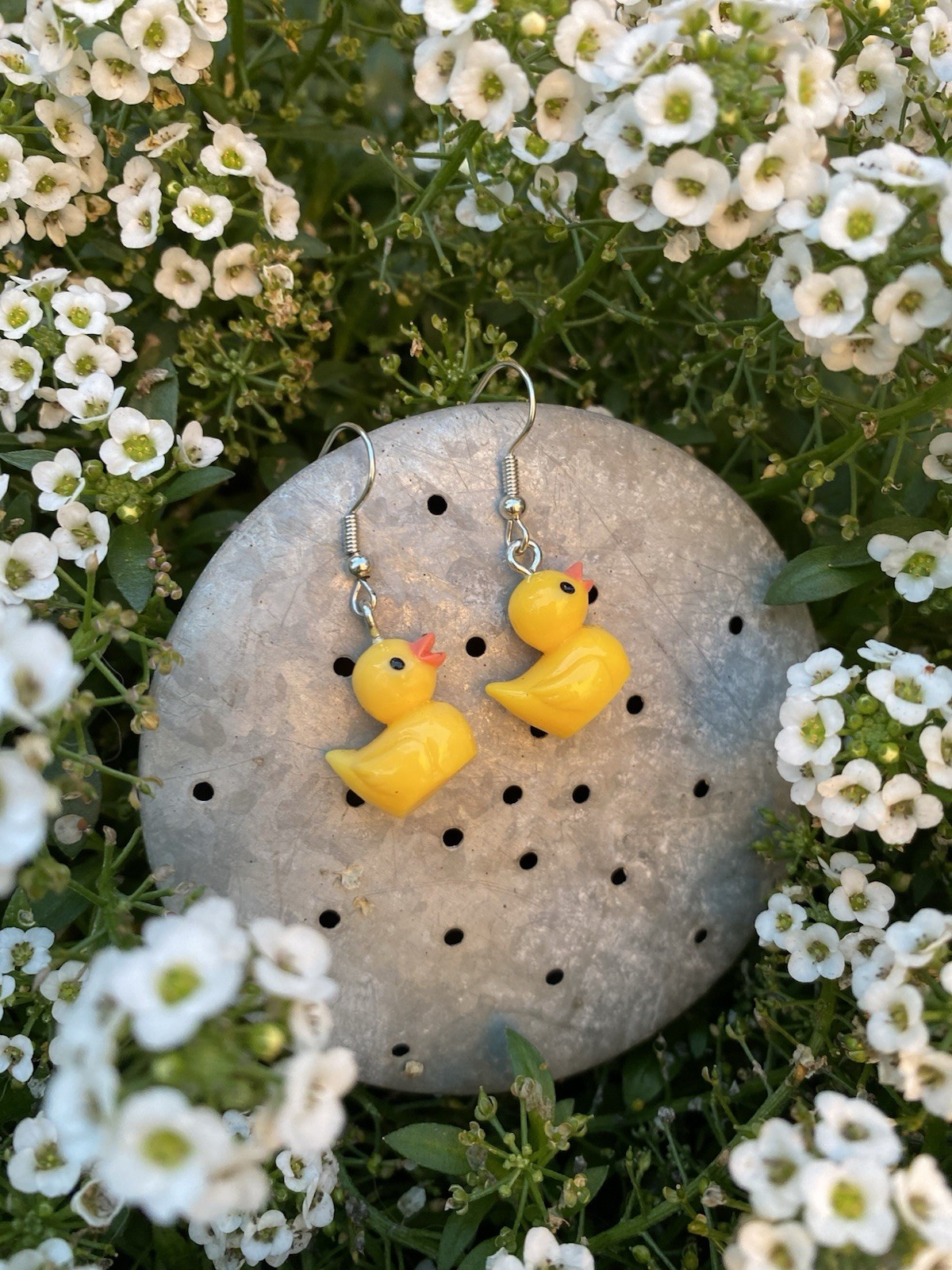 Dangle Yellow Duck Earrings