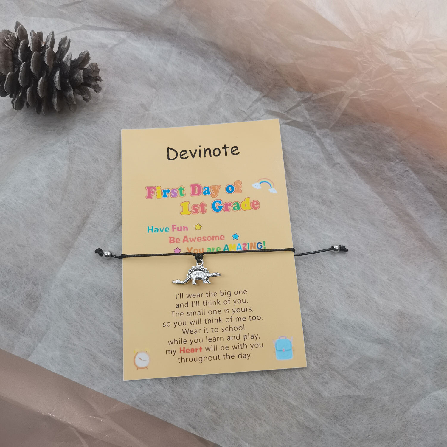 DEVINOTE First Day of School Bracelets Back to School Season Dinosaur Bracelet