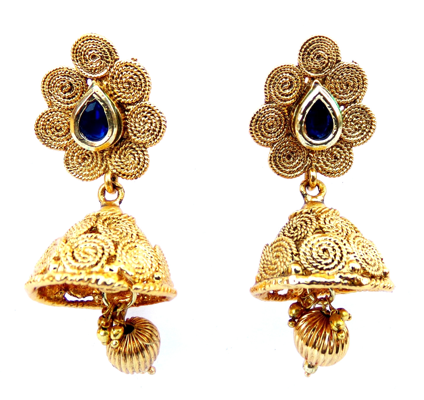 South Indian Traditional Gold Plated Kundan Jhumka Earrings for Girls and Women