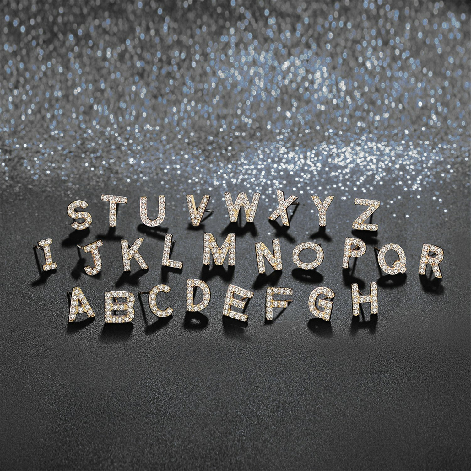 Women 925 Sterling Silver CZ Alphabet Letter A-Z Stud Earrings Initial Earring