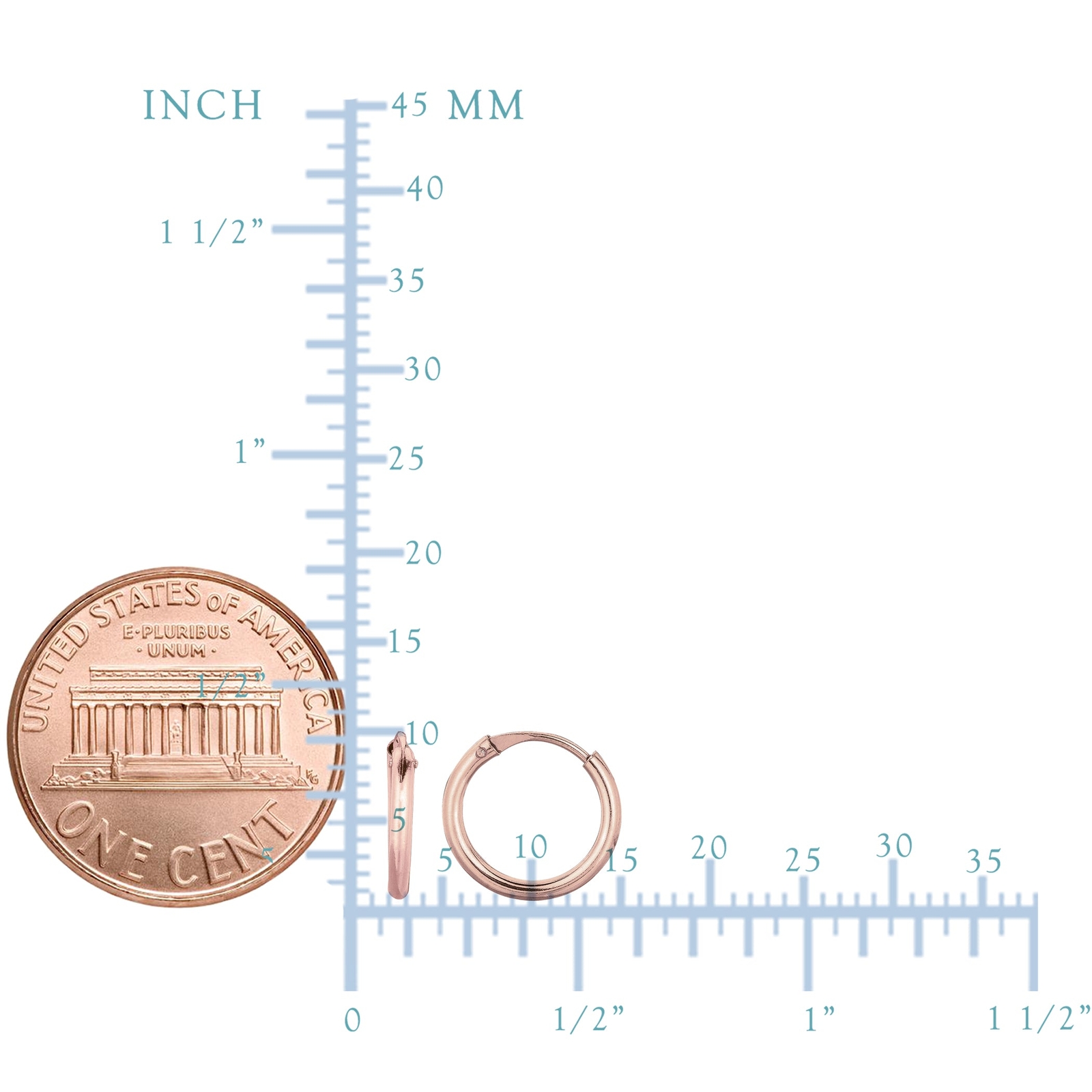 14K Rose Gold Endless Round Hoop Earrings, 10mm