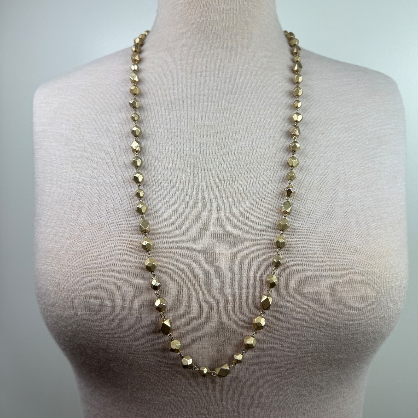 Bill Blass Gold Tone Beaded Link Necklace 36″