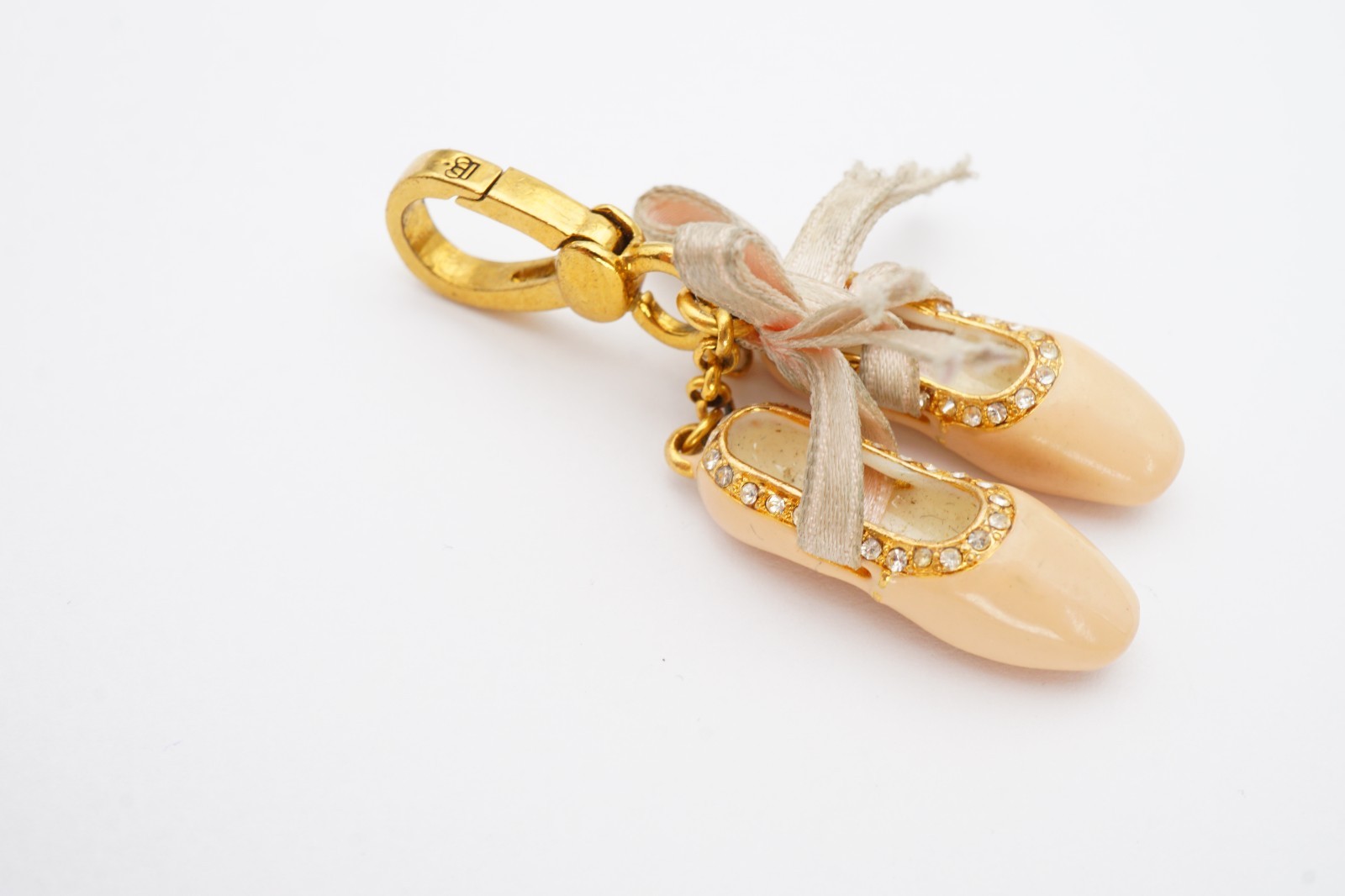 Juicy Couture Charm Gold Tone Enamel Crystal Ballet Shoes Y2K