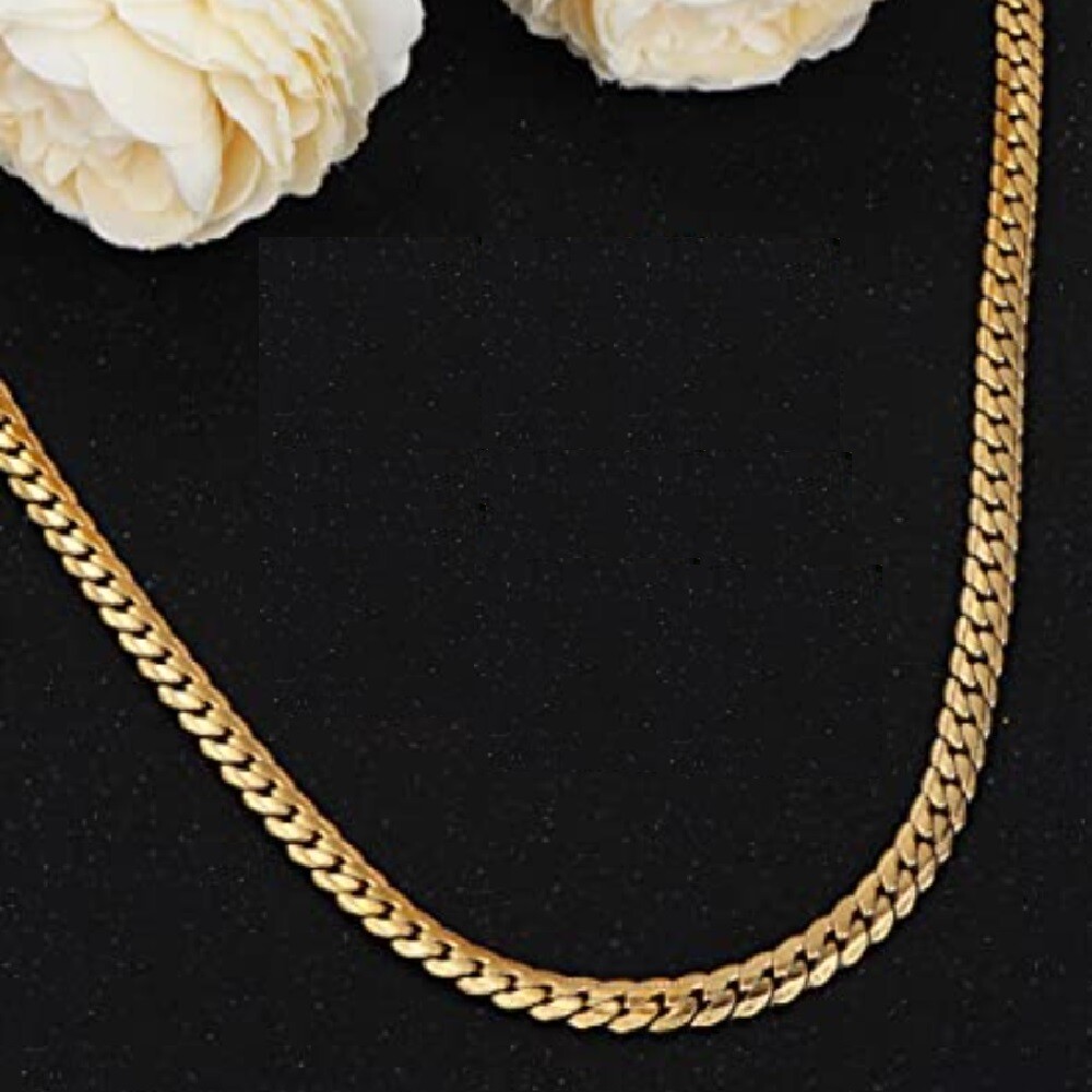 Designer Inspired 18K Gold Filled 6mm Wide Snake Curb Link Chain Necklace H809G