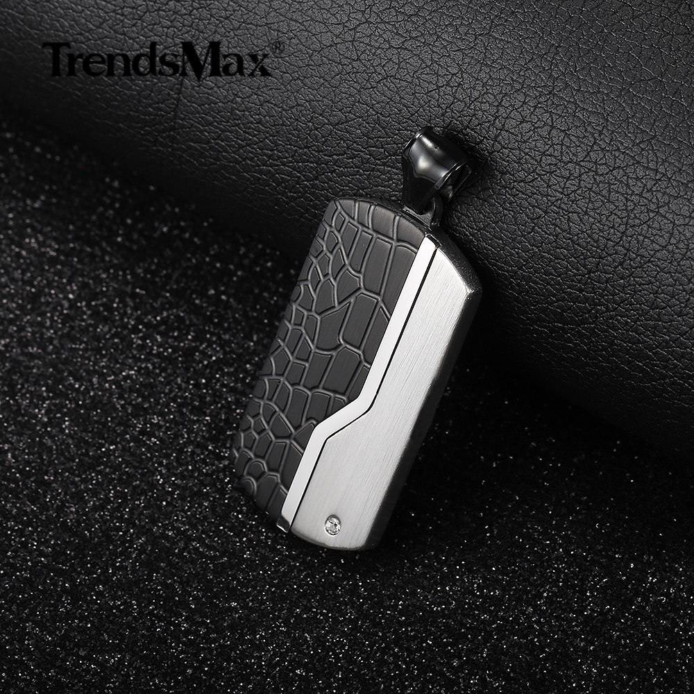 Silver Black Stainless Steel Dog Tag Pendant Necklace Military Box Chain Jewelry