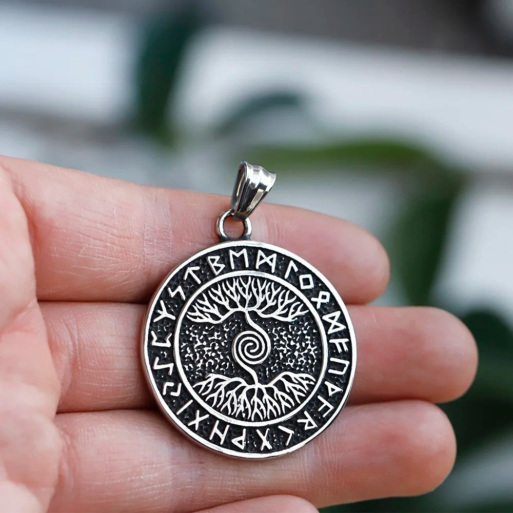 Viking Tree of Life Rune Necklace Stainless Steel Necklace
