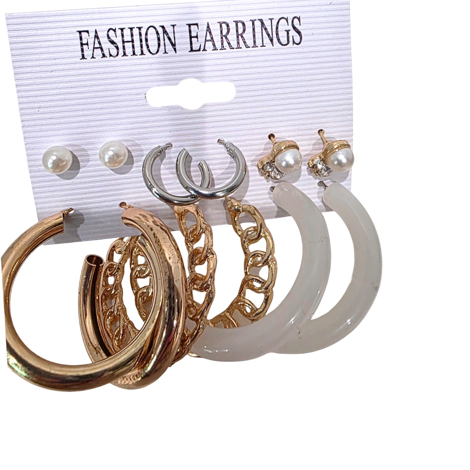 NEW LOT OF 13 Womens Fashion Earrings Sets Hoop Pearl Stud Heart Dangle Gold