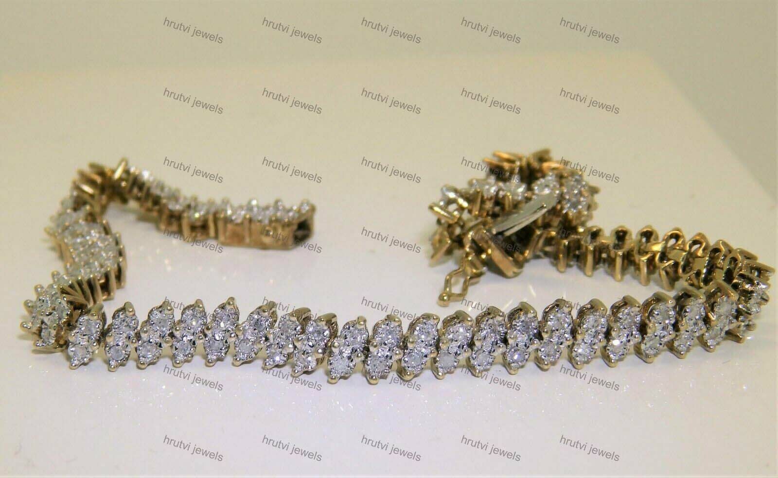 10.00 Ct Simulated Diamond MARQUISE LINK Tennis Bracelet Yellow Plated Silver 7″
