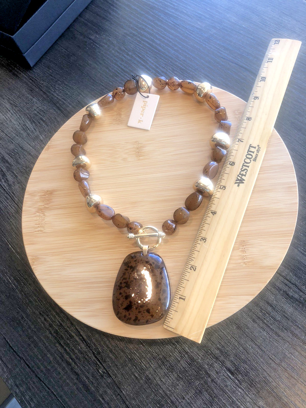 NWT Womens African Tribal Style Collar Necklace 20” Faux Amber + Free GiftBox$89