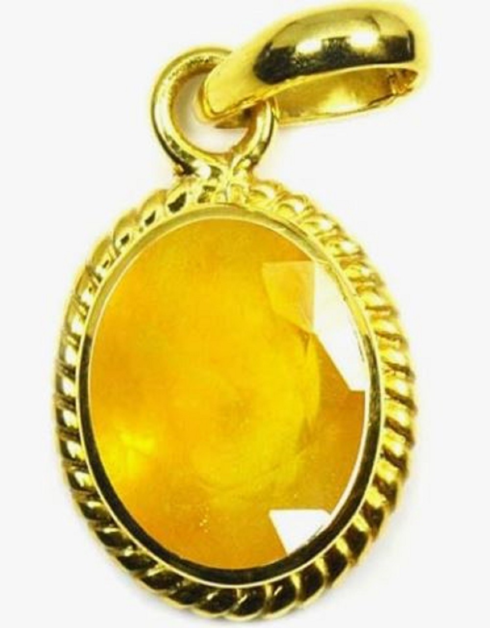 5.50 Carat Yellow Sapphire Gemstone Handmade Punchdhatu Pendant