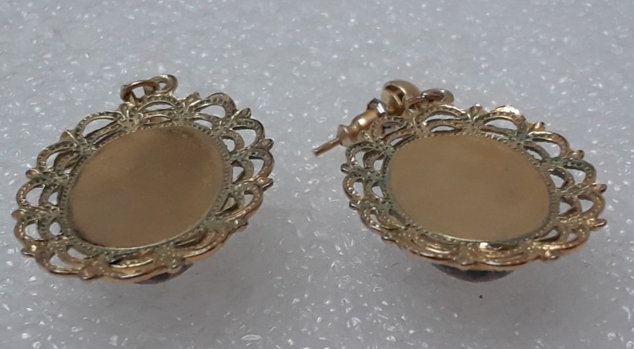 Gold Tone Drop Pierced Earrings Multicolor Faceted Stone
