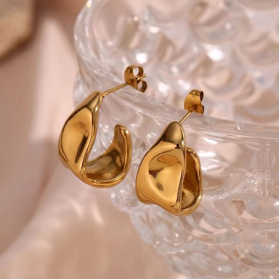 Abstract Geometric Trapezoid Shape Creole Stainless Steel Earrings For Woman Un