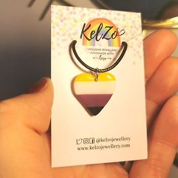 Nonbinary Pride Heart Necklace – KelZo Jewellery