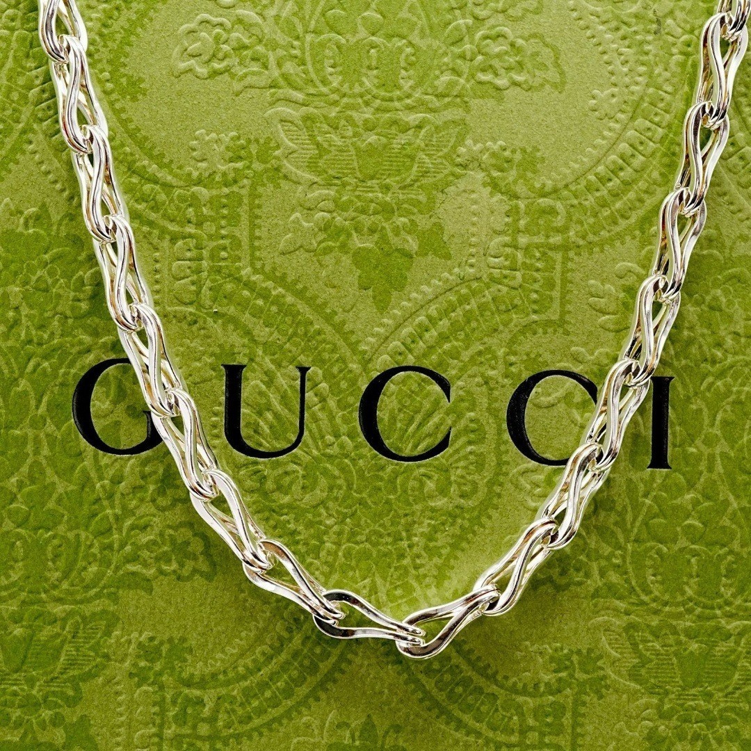 Rare Gucci Silver 925 Drop Chain Long Necklace L 22in 55cm Very Good Condition