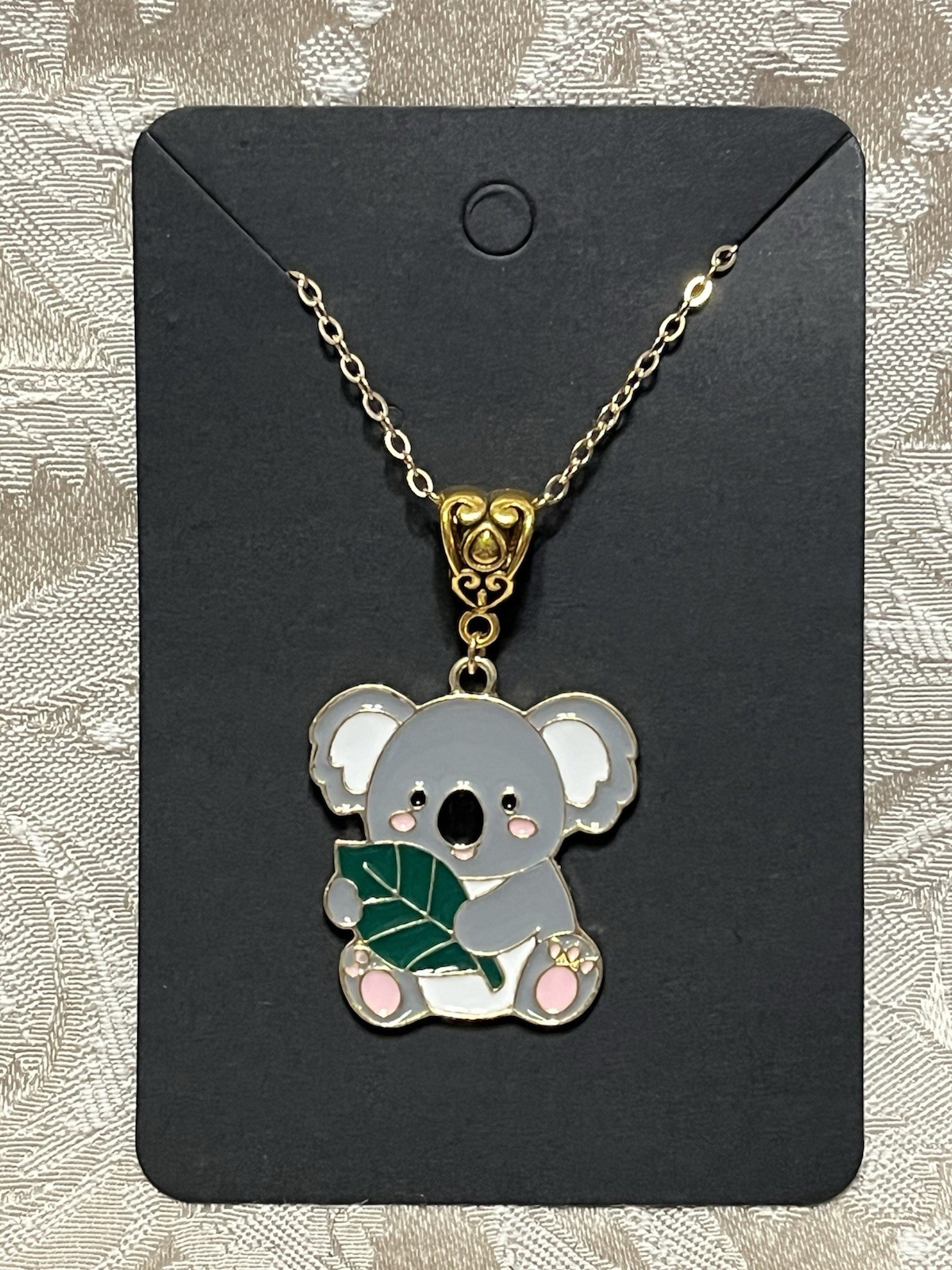 Cartoon Koala Bear Animal Fun Charm Adorable Fashion Gold Necklace 18”