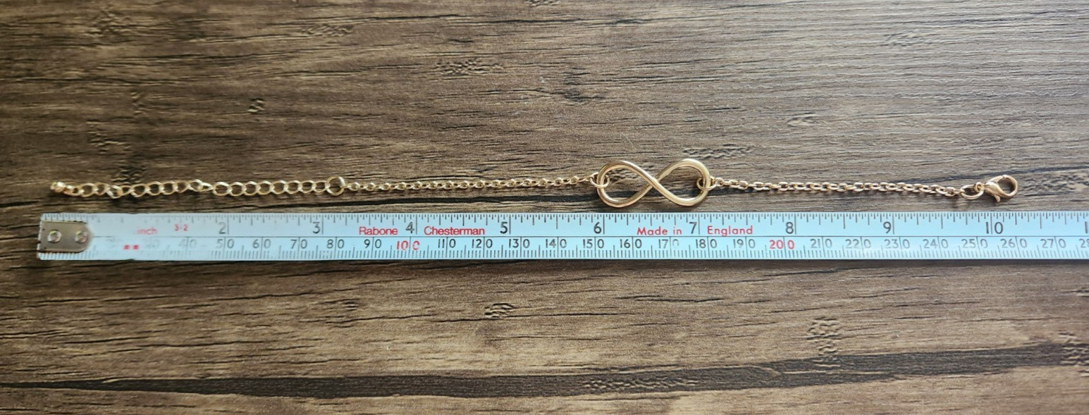 Infinity Lucky Charm Chain Adjustable Bracelet Gold Lobster Clasp 18.5-26.5cm