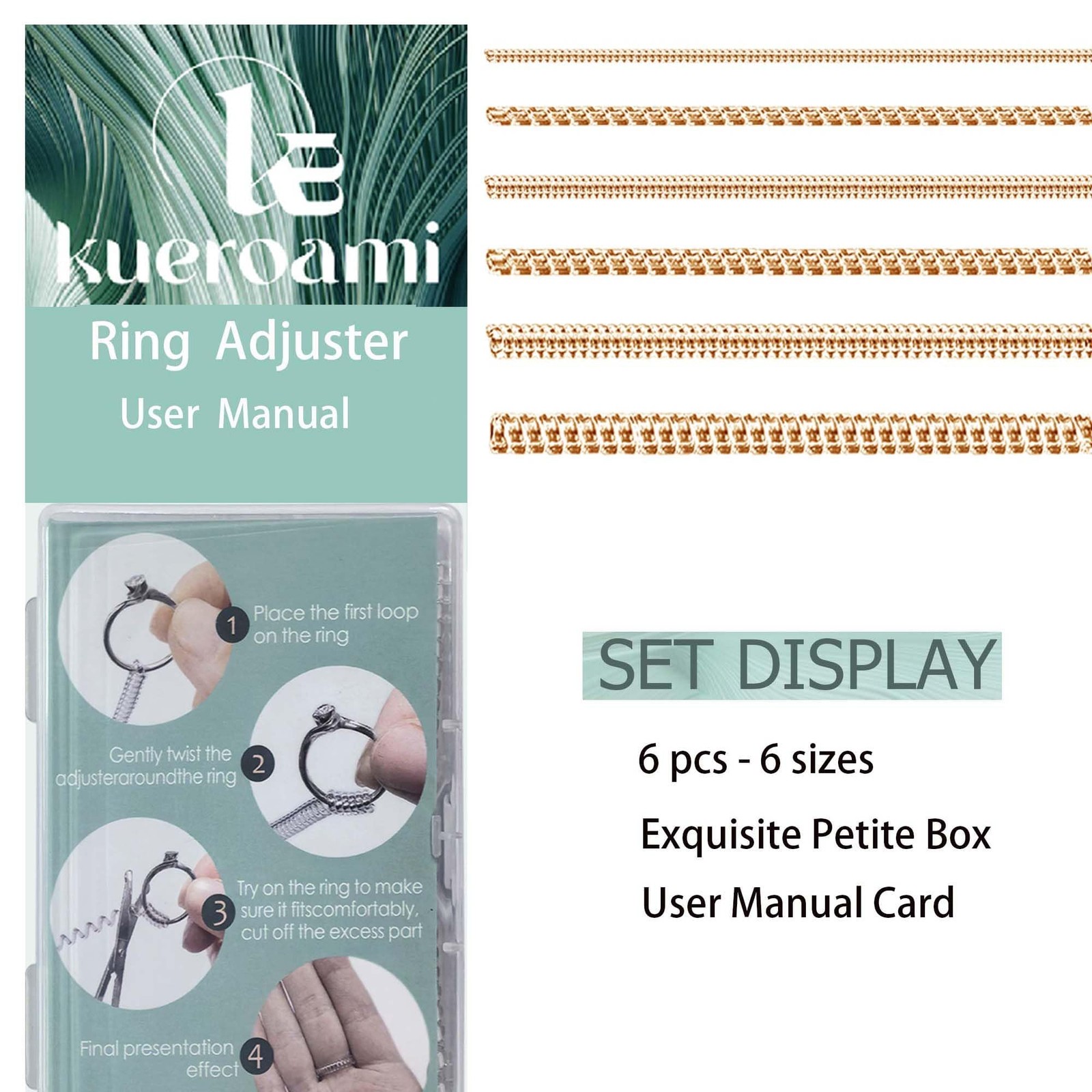 Ring Size Adjuster 6 Sizes Tightener Resizer Width 1-8 MM Size By 0.5-1.5 Gold
