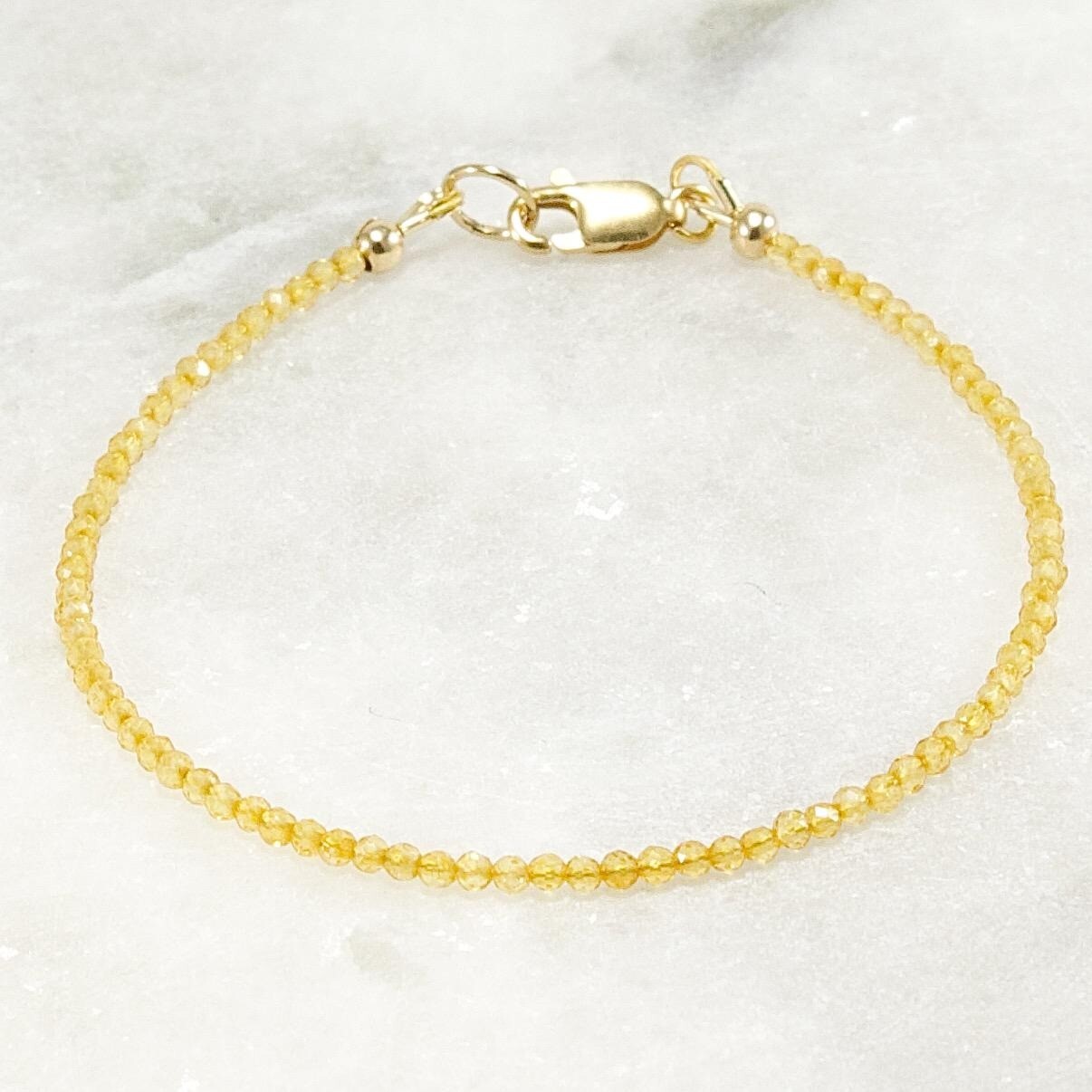 Citrine Bracelet Tiny Beads November Birthstone Birthday Gift for Her Stacking M