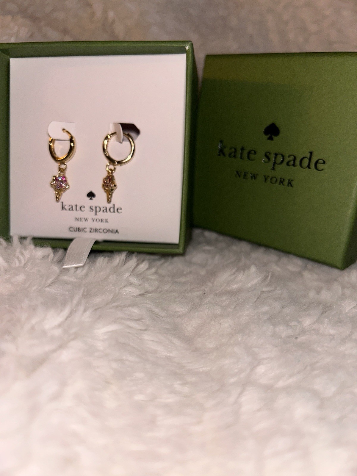 Kate Spade NY Gold Tone CZ Multicolor ice cream scoop🍦Huggie Drop Snap Earrings