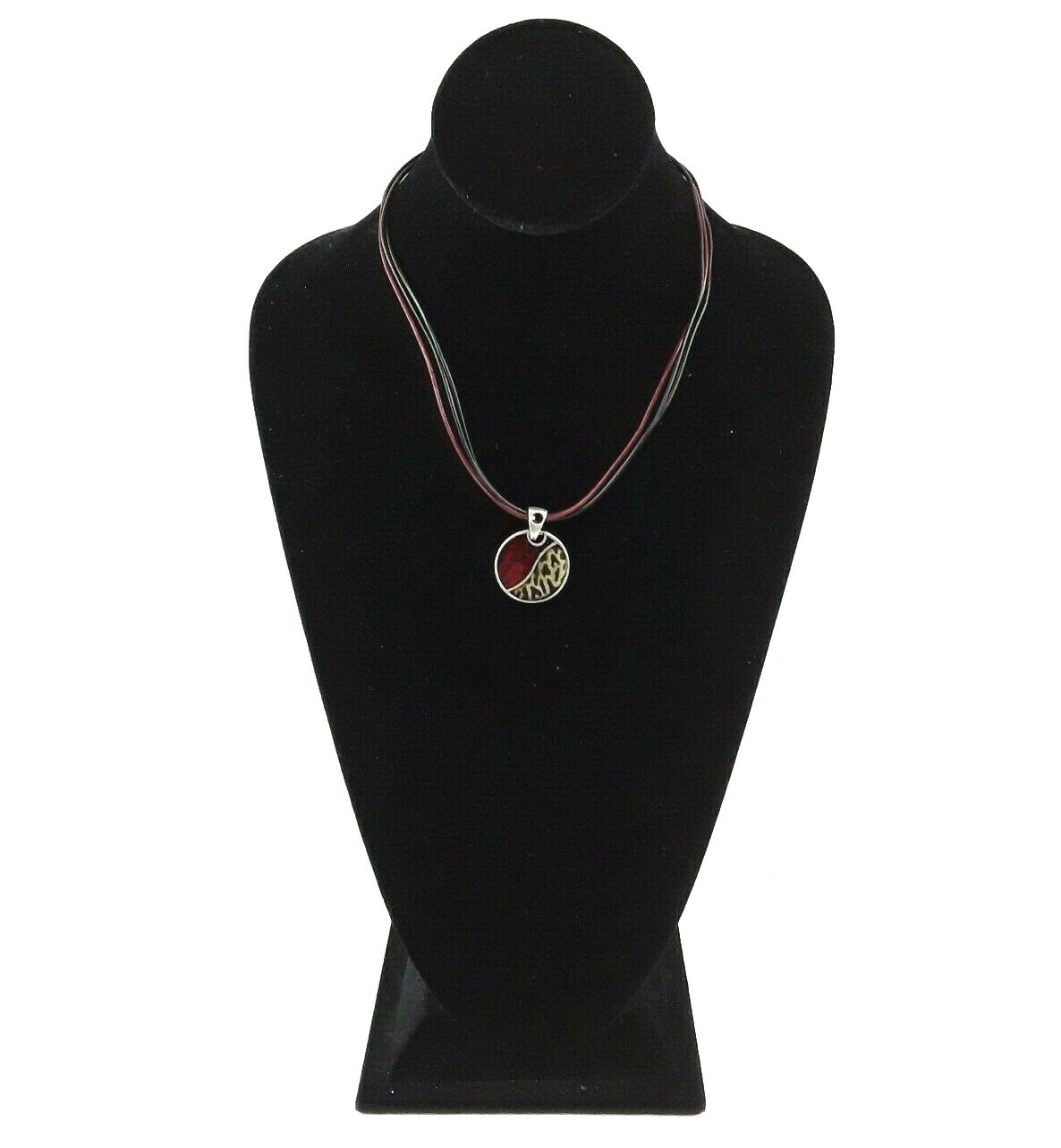 Chicos Necklace Multi Strand Cord Pendant Rhinestone Enamel Resin