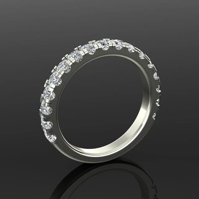 0.44 CT Round Lab Grown Diamond Wedding Band Ring 14K White Gold Plated 925