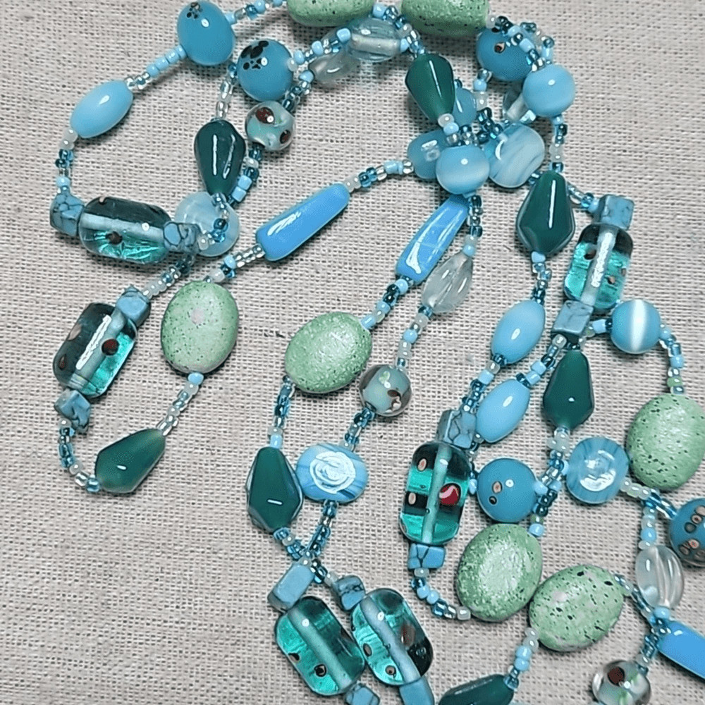 Vintage Venetian Glass Handmade Ling Gemstone Chaldoncy Necklace OOAK