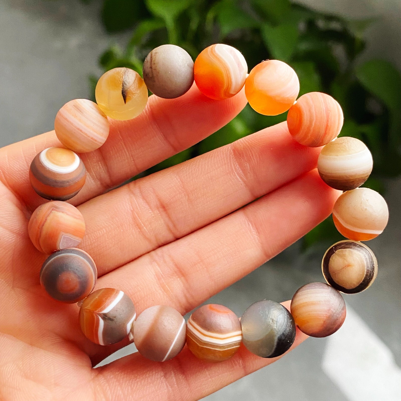 11.8-12mm Natural Red Gobi Agate Eyes Agate/stone Madagascar Beads Bracelet 1565