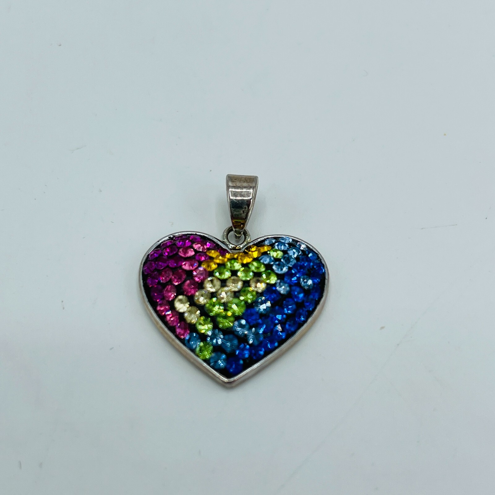 JCM Brass Malaysia Heart Rainbow Rhinestone Pendant Pride June Charm