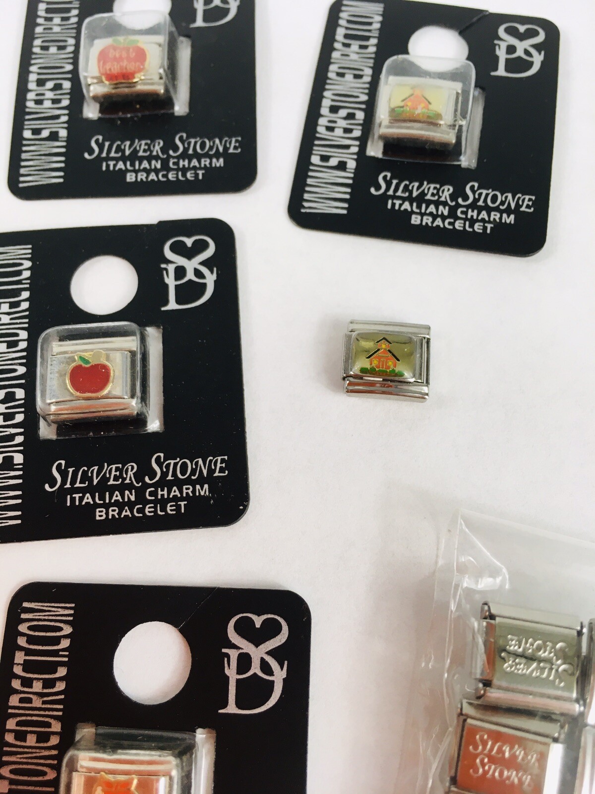 Italian Modular Charm Bracelet Lot 28 Link 9mm Teacher Apple School Stainless