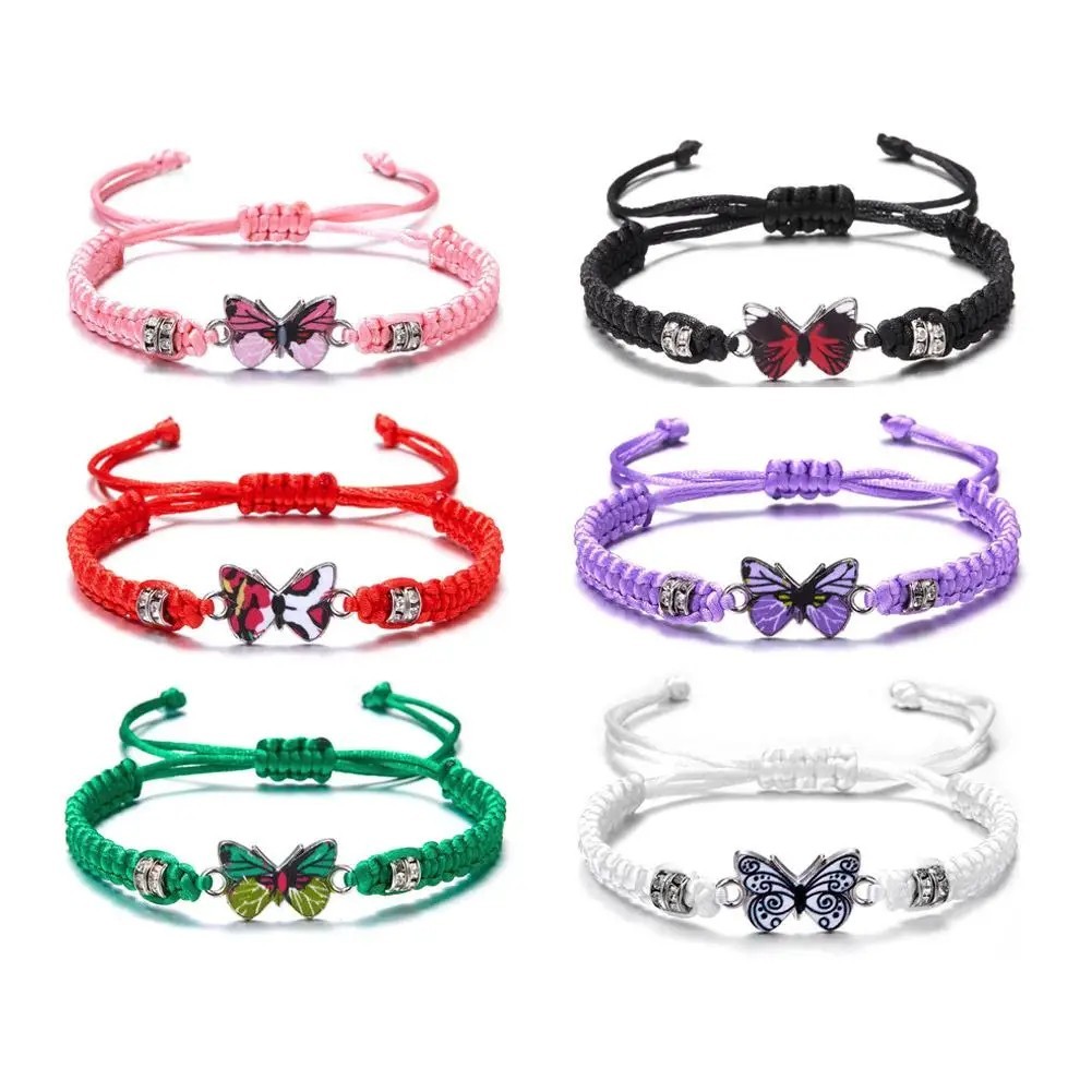Fashion Handmade Purple Butterfly Flower Bracelet For Women Charm Sweet Animal
