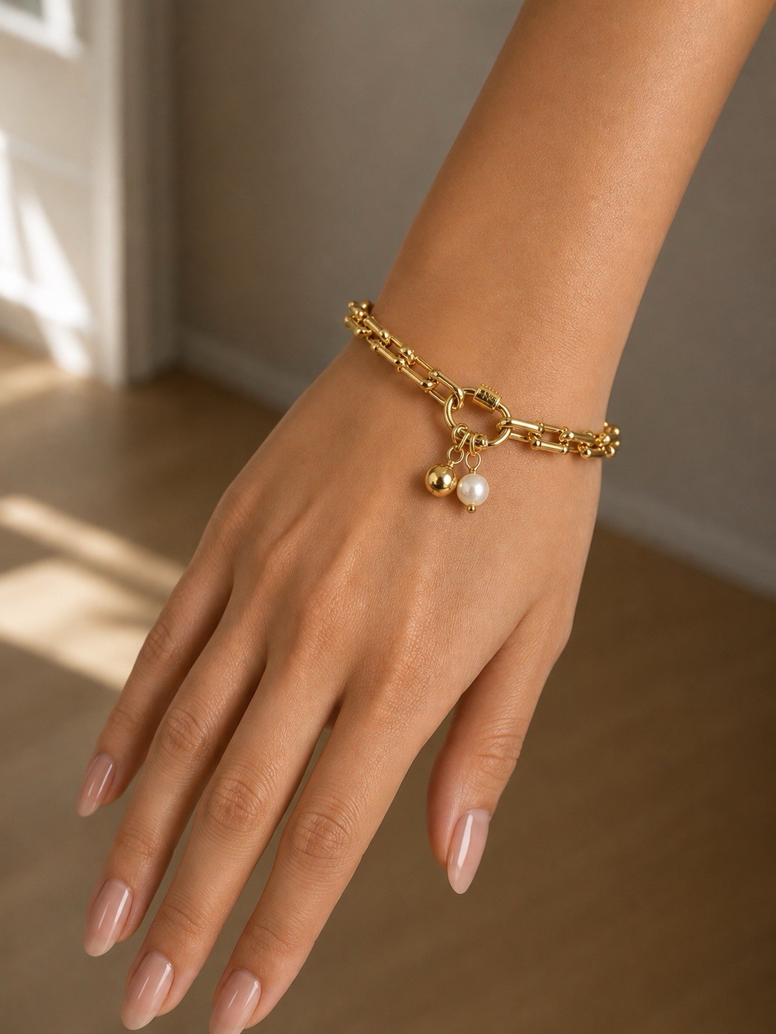 Elegant XP top quality none tarnished none fade bracelet with 2 beads
