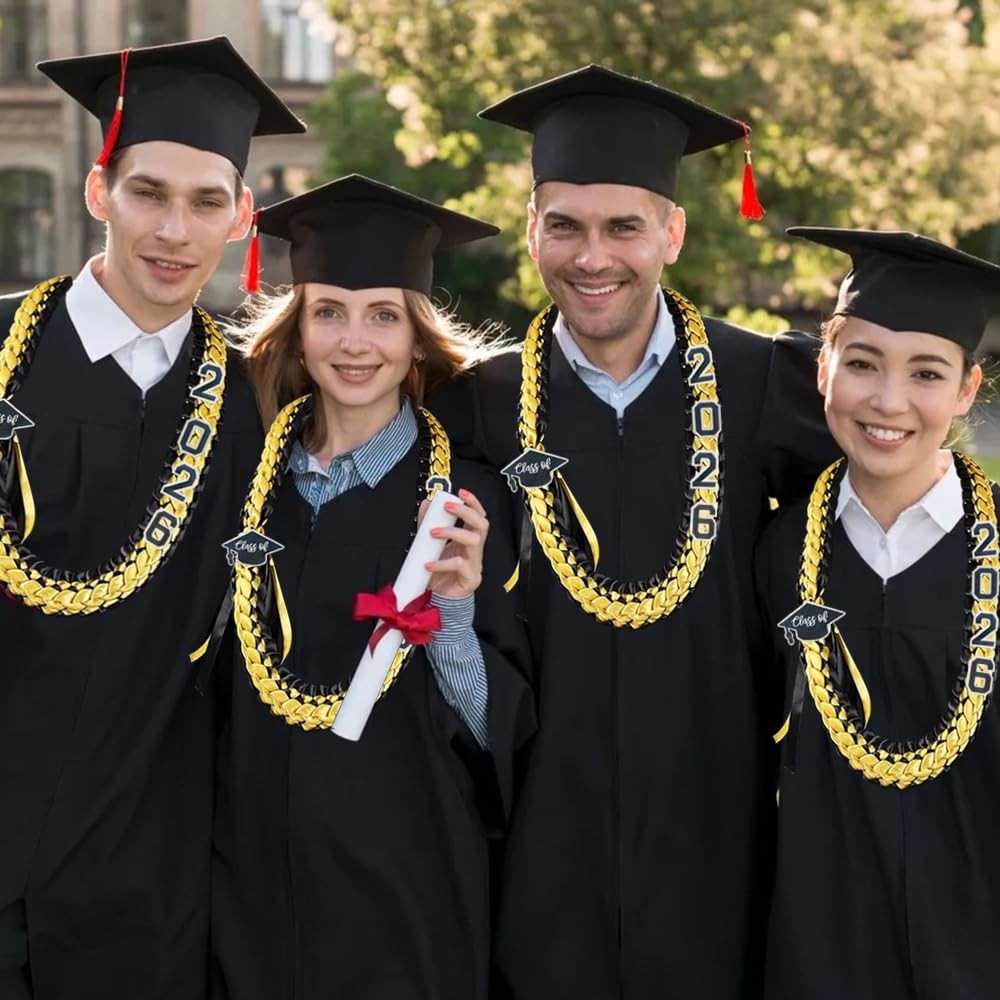 2026 Graduation Honor Ribbon Leis Class Gift Braided for Men Women Black Gold